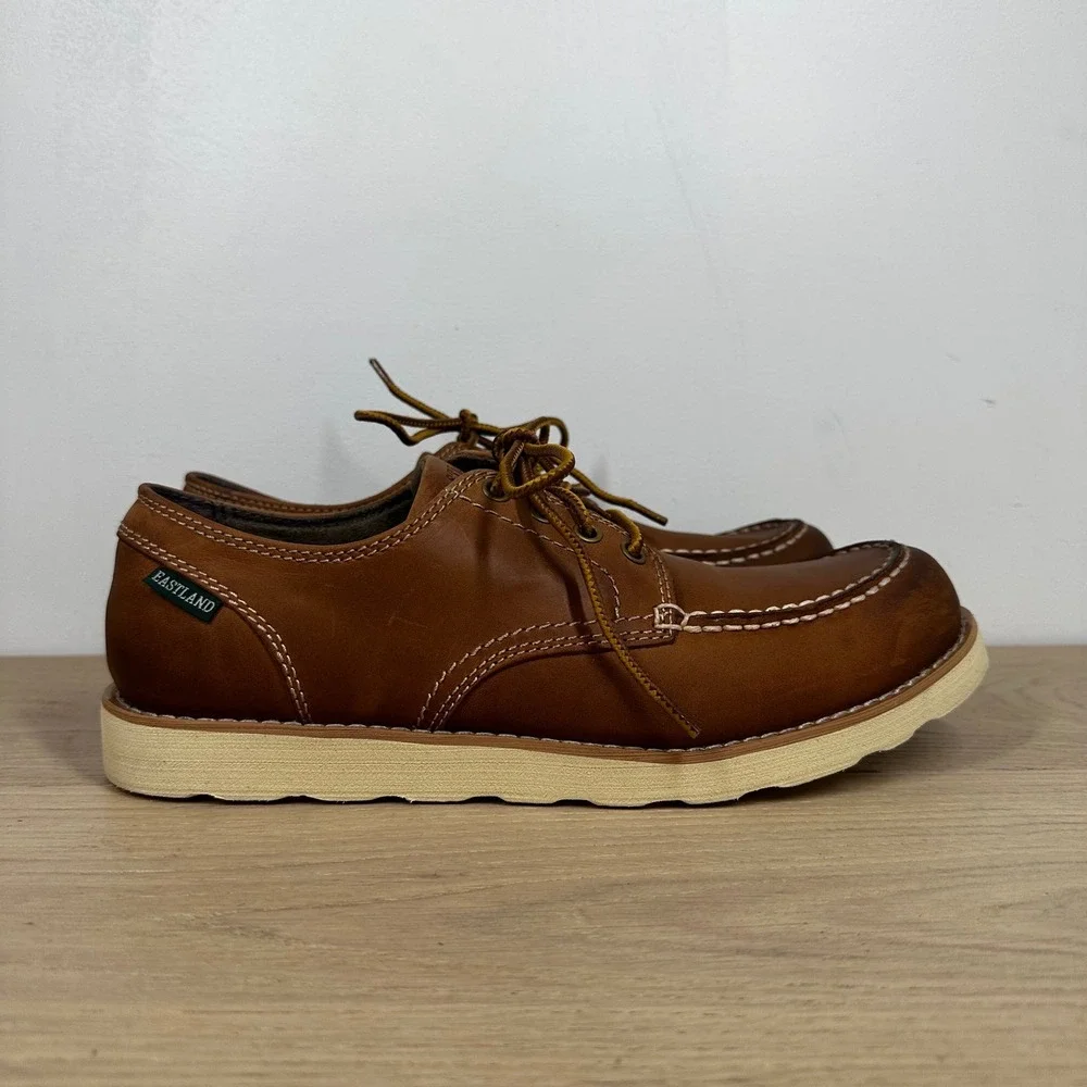 Eastland Lumber Down Boat Shoes Men 10D Brown Leather Moc Toe Heritage Preppy